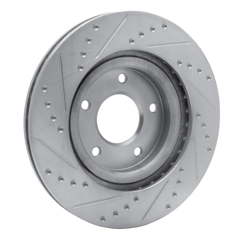Chrysler Sebring Brake Rotor (1) - Front Right - R1 Concepts - Drilled & Slotted - Silver - `07-`25